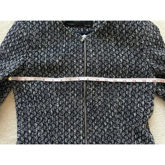 ZARA Tweed Jacket Blazer Full Zip Lined Womens Size Small Black White Office‎ - Picture 9 of 13